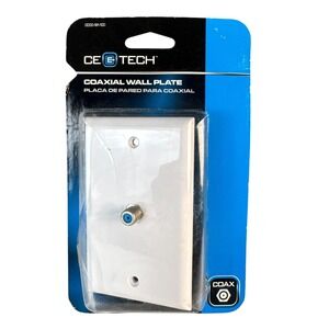 CE TECH Coaxial Wall Plate White 2.4 GHz F-Connector 0000-191-100 New